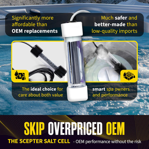 The Hot Tub Wizard notes ideal salt level ranges for ACE-enabled spas.
