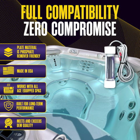 Pass-through cable seal from The Hot Tub Wizard provides a snug, leak-free fit.