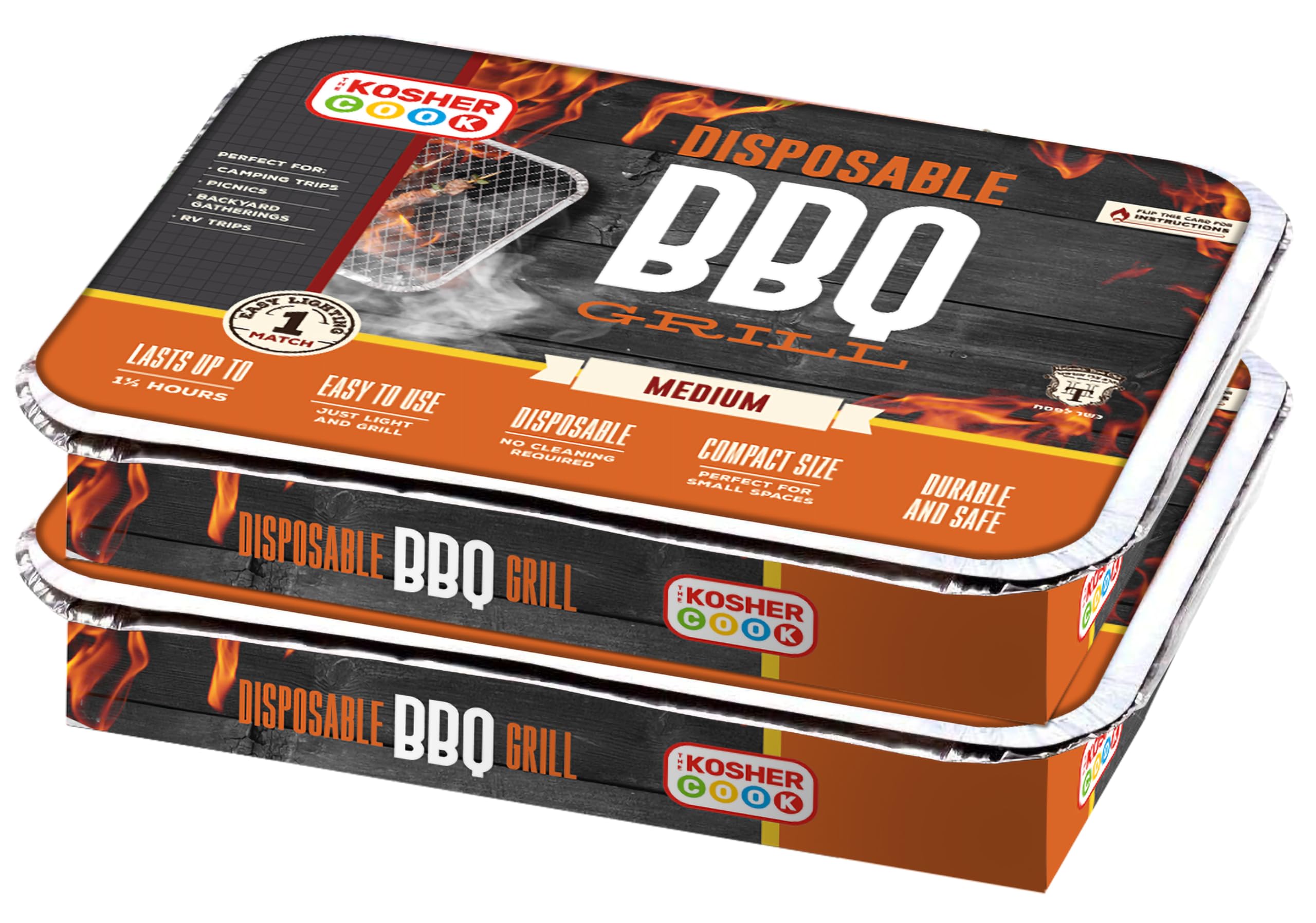 The Kosher Cook disposable grill ready-to-use for a picnic or outdoor meal