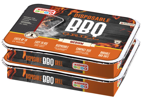 The Kosher Cook disposable grill ready-to-use for a picnic or outdoor meal