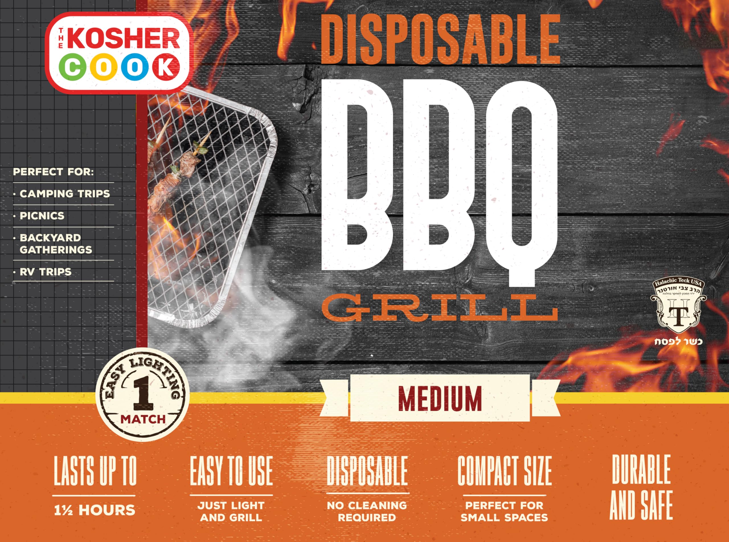 The Kosher Cook portable BBQ grill set up for camping or hiking