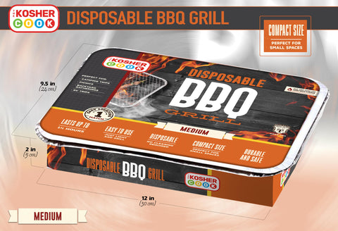 The Kosher Cook small charcoal grill in a compact backyard setup