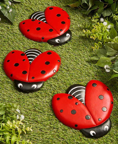 The Lakeside Collection Ladybug stepping stones side view, decorative accents for flower beds.