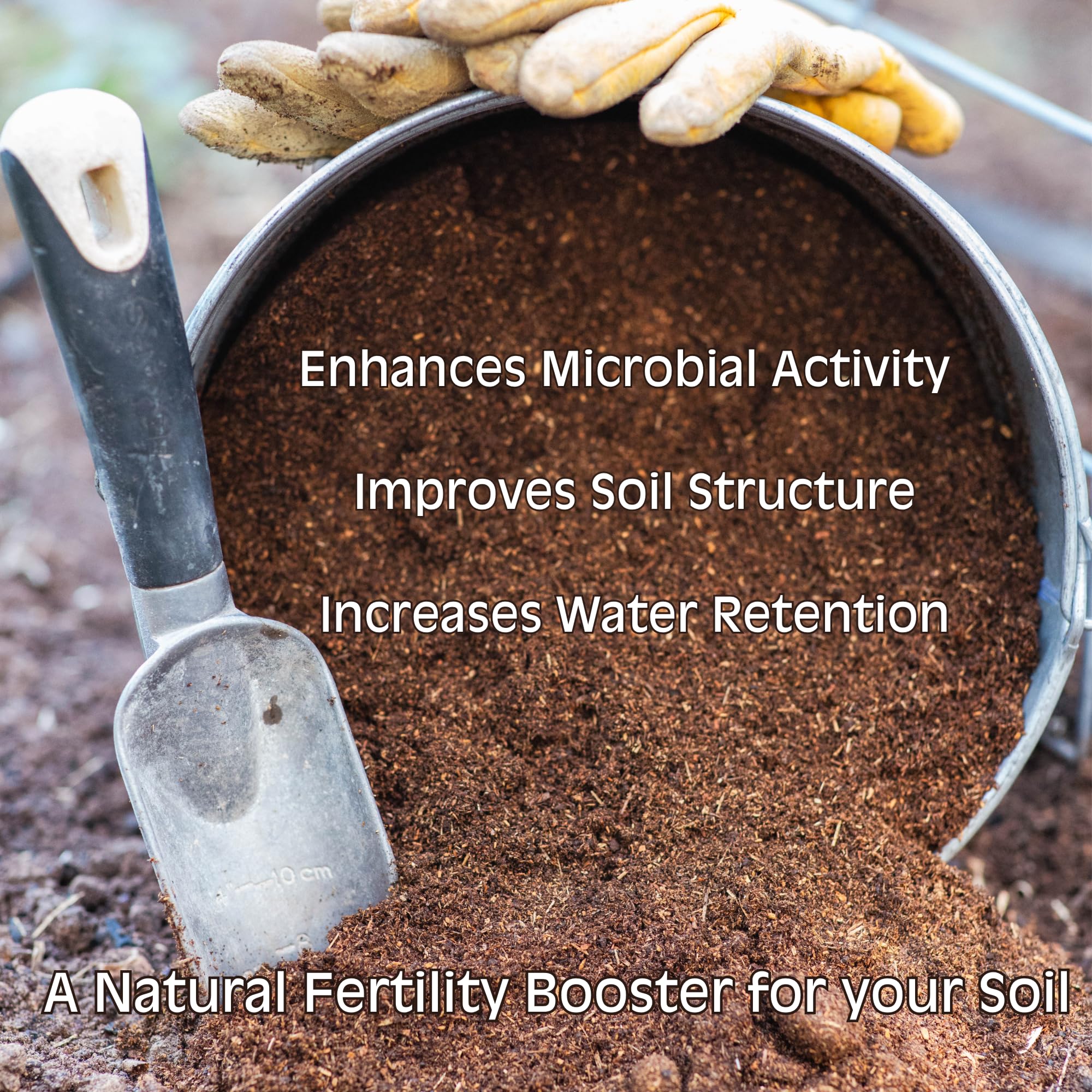 The Living Pasture aged-compost-horse-manure-1-8-sift image shows fine texture for easy mixing.