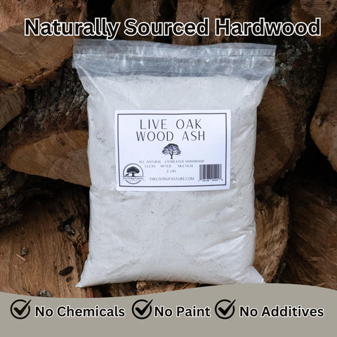 The Living Pasture Live Oak Wood Ash used as compost nutrient source improves fertility.