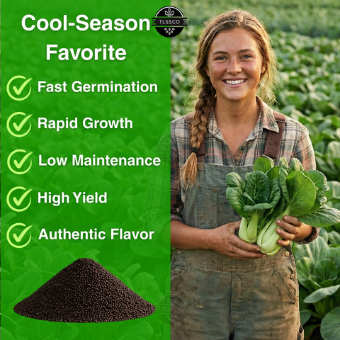 The Lucky Stars bok choy leaves close-up emphasizes crisp greens and eater-friendly stalks.