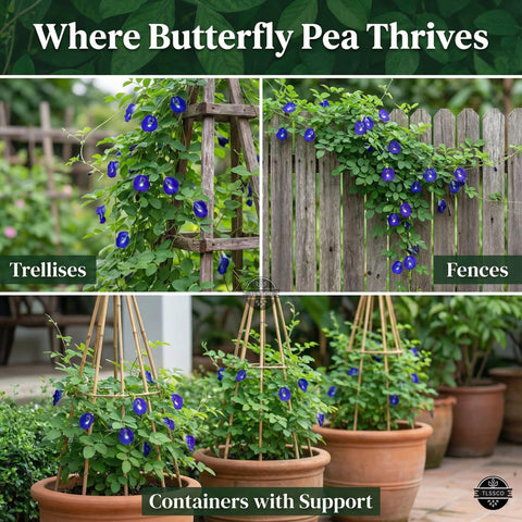 The Lucky Stars butterfly pea tea cups image suggests a calming, aromatic tea ritual.
