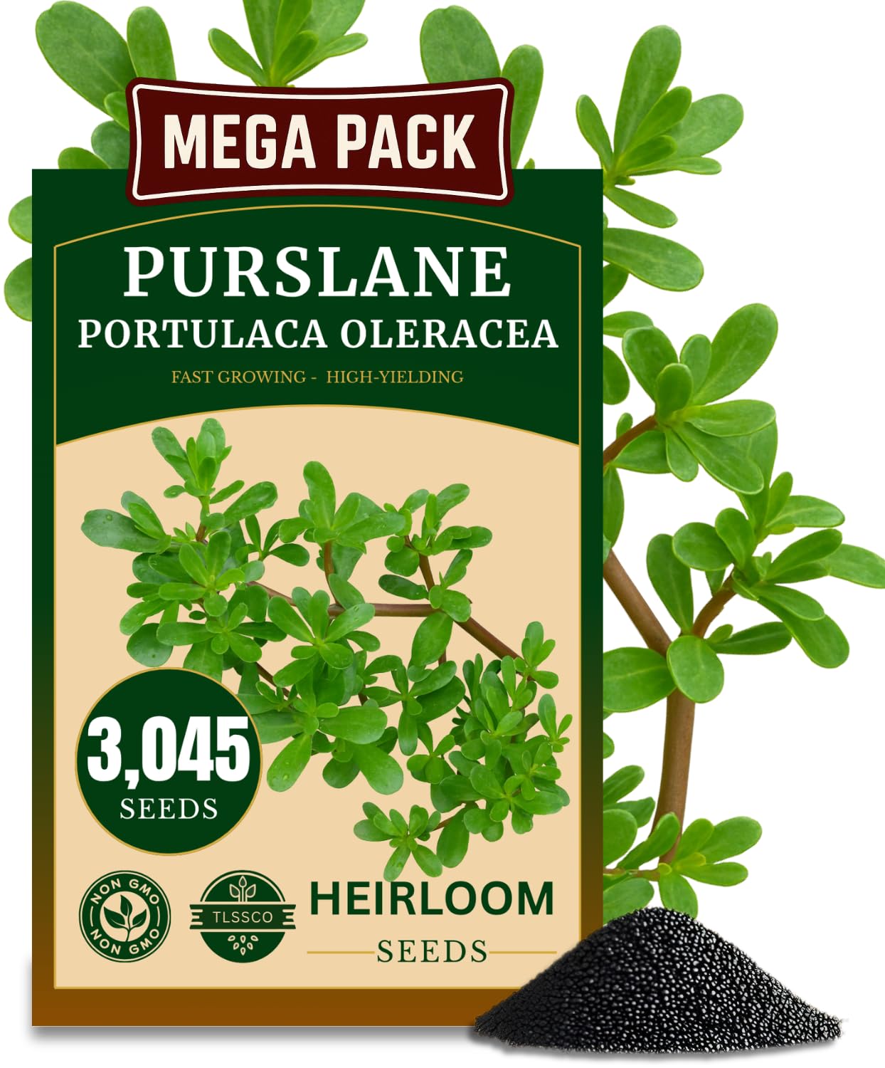 The Lucky Stars green purslane seeds packaging close-up, moisture-sealed for freshness.