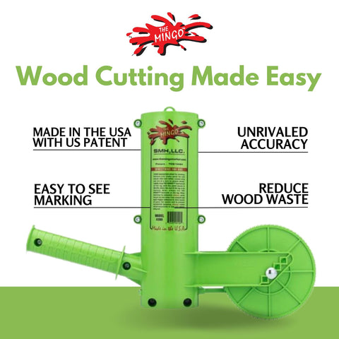 Mingo firewood marker wheel 14-inch in action on a rough log.