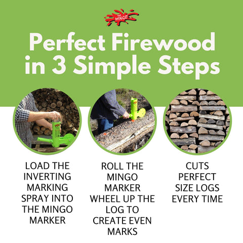 Mingo firewood marker 18-inch wheel used on a large diameter log.