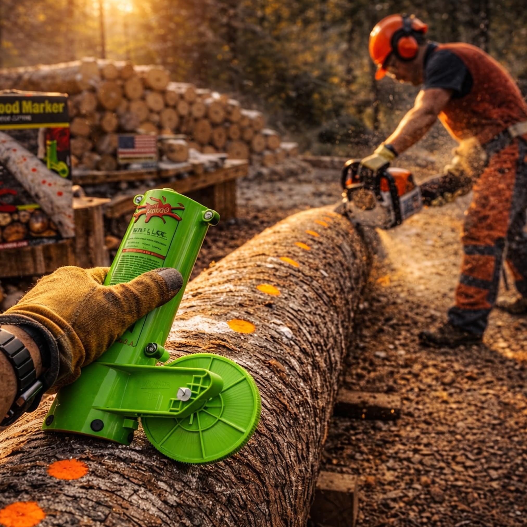 Mingo firewood marker 20-inch wheel for longer logs.