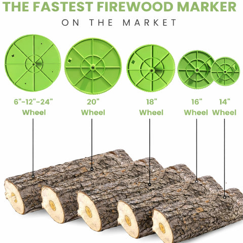 The Mingo Marker 18-inch wheel for marking larger firewood with ease