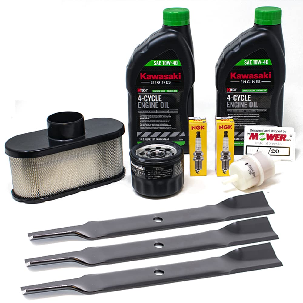 The Mower Shop Hustler Raptor tune-up kit packaging shows genuine parts for easy maintenance.