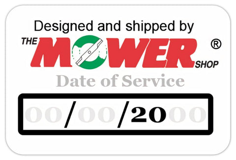 The Mower Shop Toro 50 TimeCutter service decal marks service history