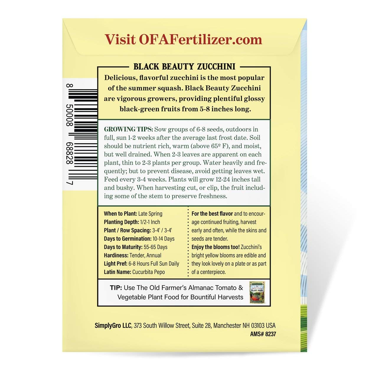 The Old Farmer's Almanac Black Beauty zucchini fruit with glossy finish