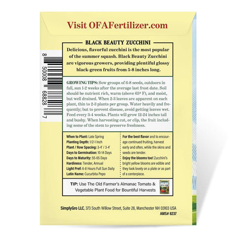 The Old Farmer's Almanac Black Beauty zucchini fruit with glossy finish