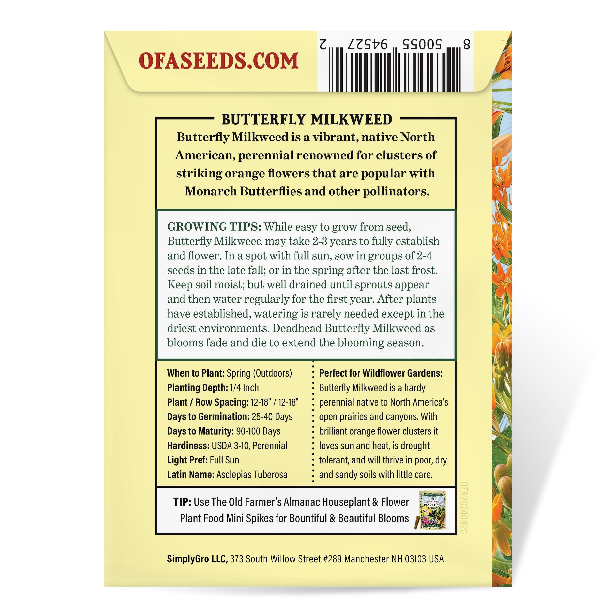 The Old Farmer's Almanac USA origin label indicating premium non-GMO seeds