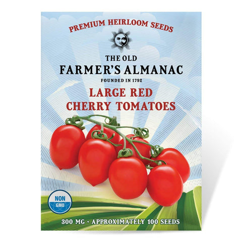The Old Farmer's Almanac heirloom tomato seeds packet for planting