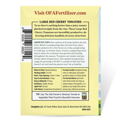 The Old Farmer's Almanac seed packet close-up shows premium seeds