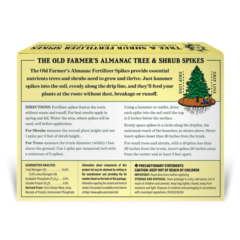 The Old Farmer's Almanac TruSpikes placed near root zone delivering efficient nutrition.