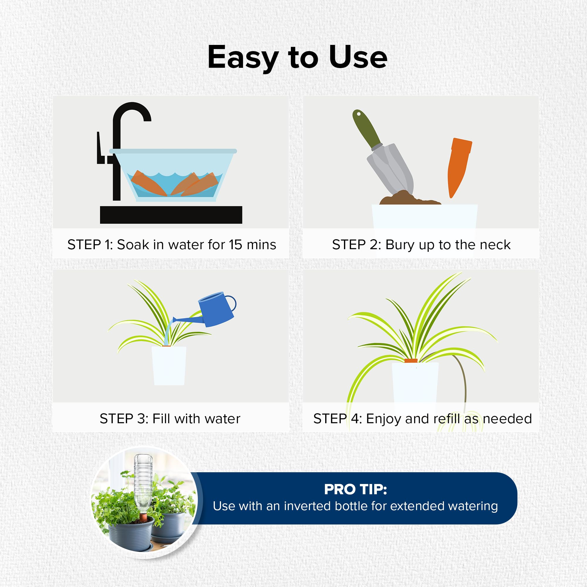 The Olla Company spike inserted into soil supports convenient hydration.