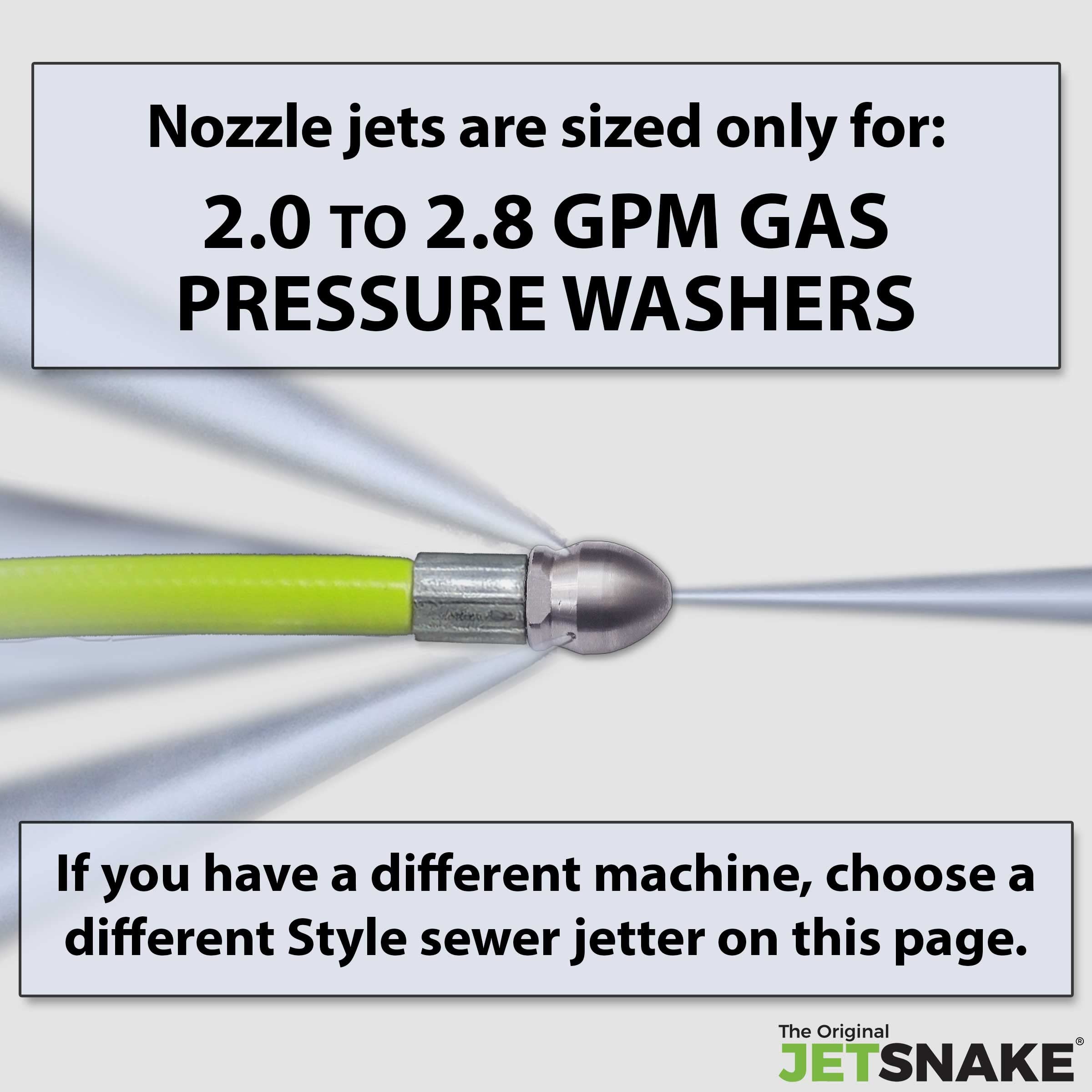 The Original Jetsnake M22 adapter fits most gas pressure washers for quick setup.