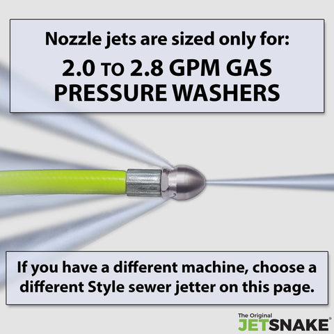 The Original Jetsnake M22 adapter fits most gas pressure washers for quick setup.