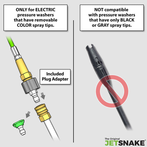 The Original JetSnake quick-connect twist plug simplifies setup and removal