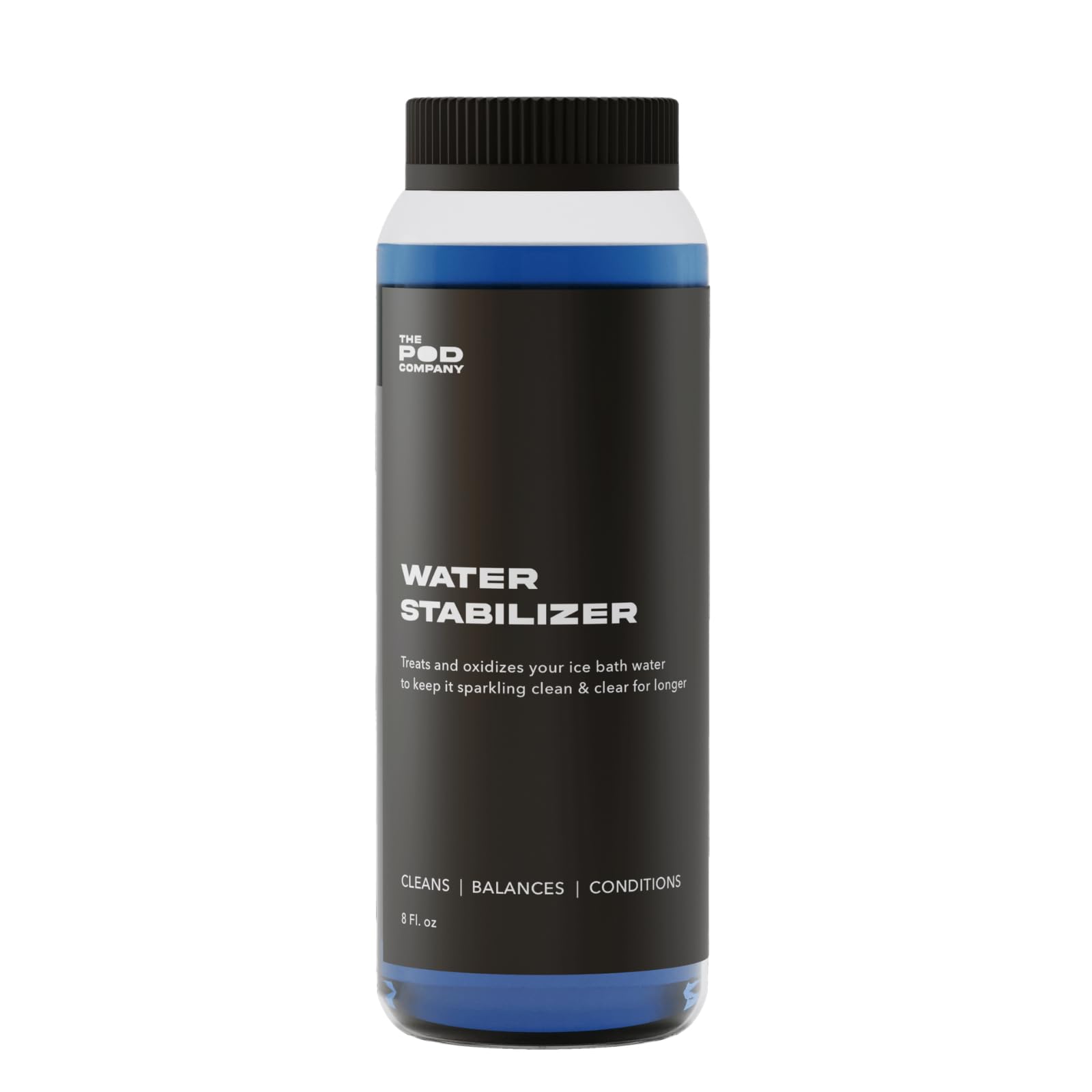 The Pod Company Water Stabilizer bottle ready for regular ice pod maintenance.