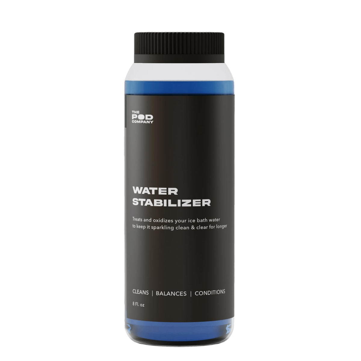 The Pod Company Water Stabilizer bottle ready for regular ice pod maintenance.