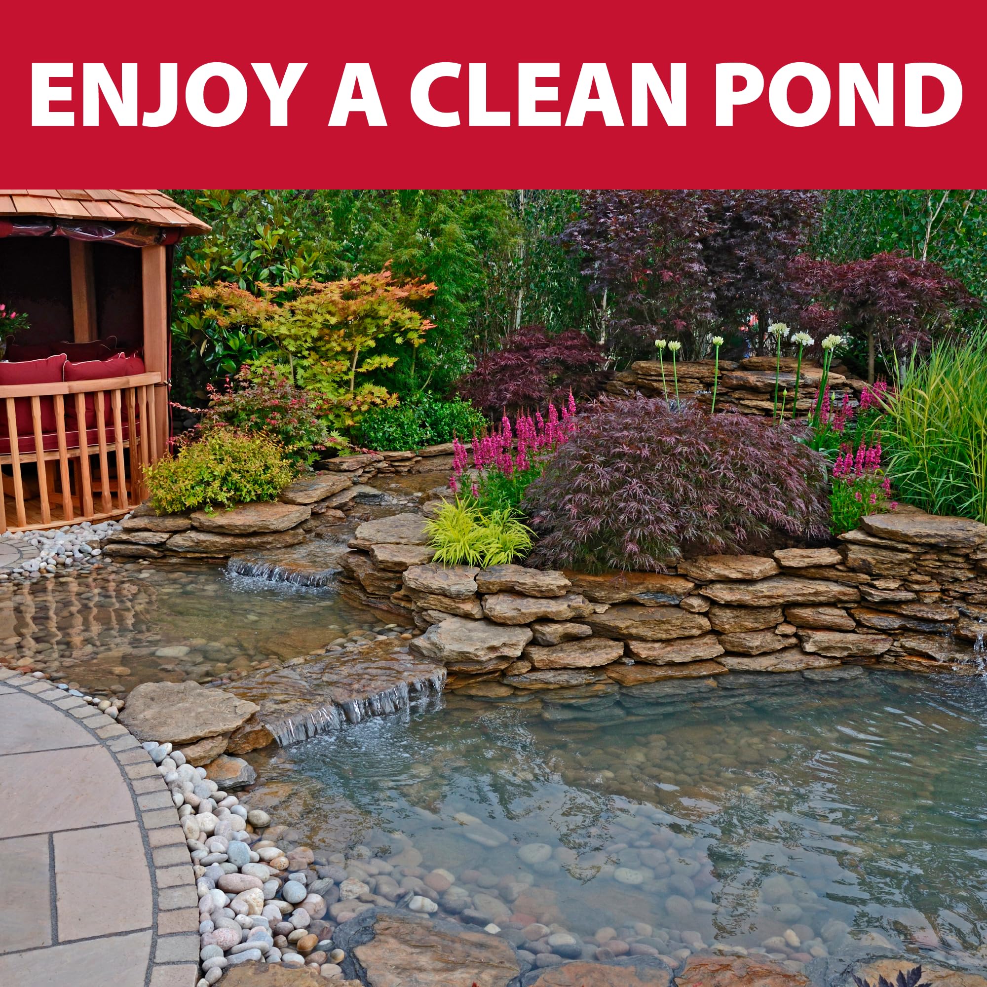 The Pond Guy Muck Defense improves water clarity in koi ponds