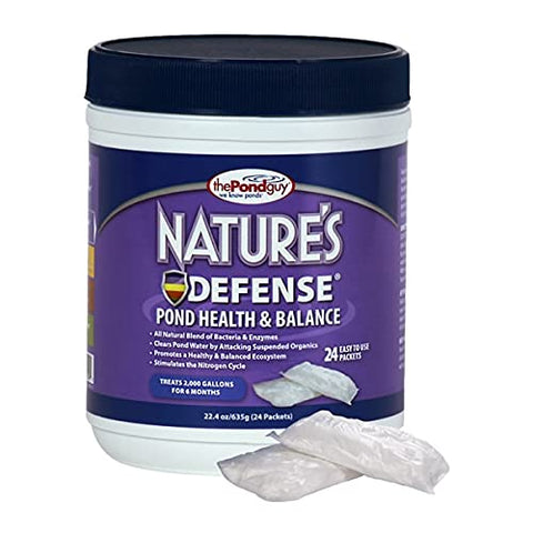 The Pond Guy Nature's Defense packets dissolving in pond water to begin purification.