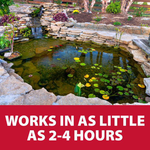 The Pond Guy RapidClear is suitable for ponds, water gardens, and fountains.