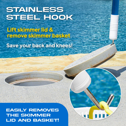 The Skimmie fine mesh net traps small debris before reaching the filter.