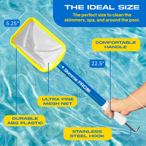 The Skimmie Pro stainless steel hook lifts skimmer lids and baskets without bending.