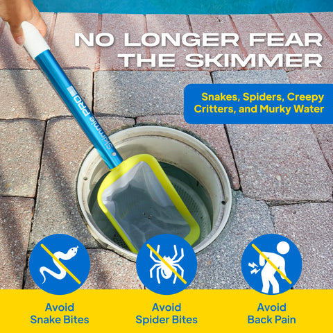 The Skimmie Pro universal handle provides balanced control during cleaning.