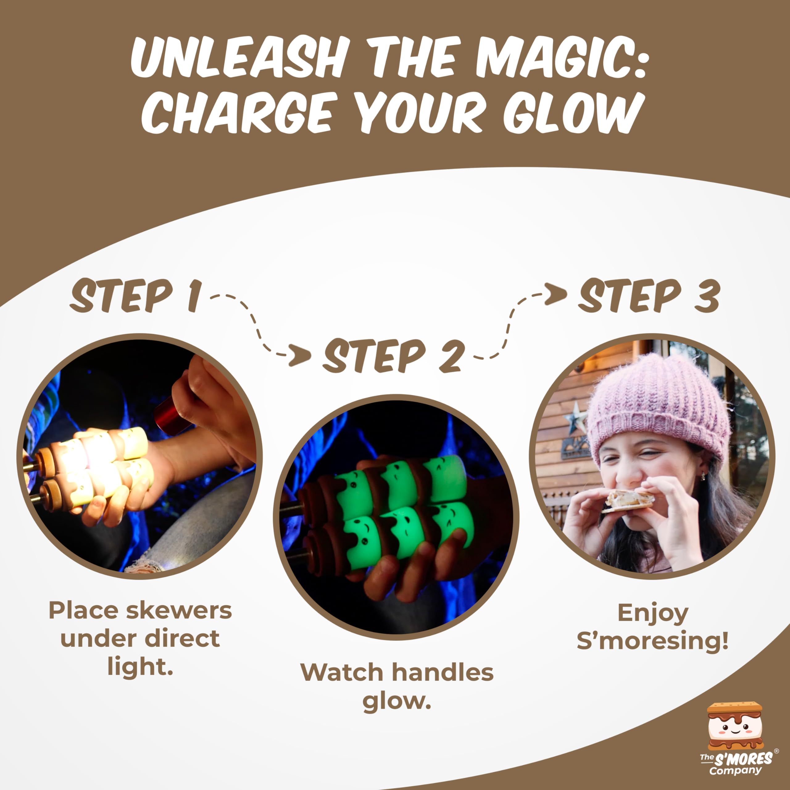 The S'mores Company Glowzies glow-in-the-dark sticks brighten nighttime s'mores sessions.