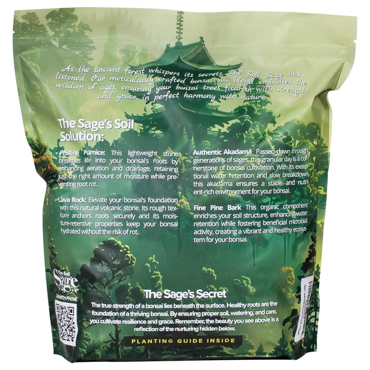 The Soil Sage bonsai soil with lava rock for superior drainage and aeration.