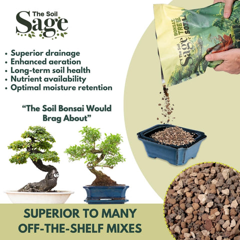 The Soil Sage blend supports multiple bonsai species like junipers and maples.