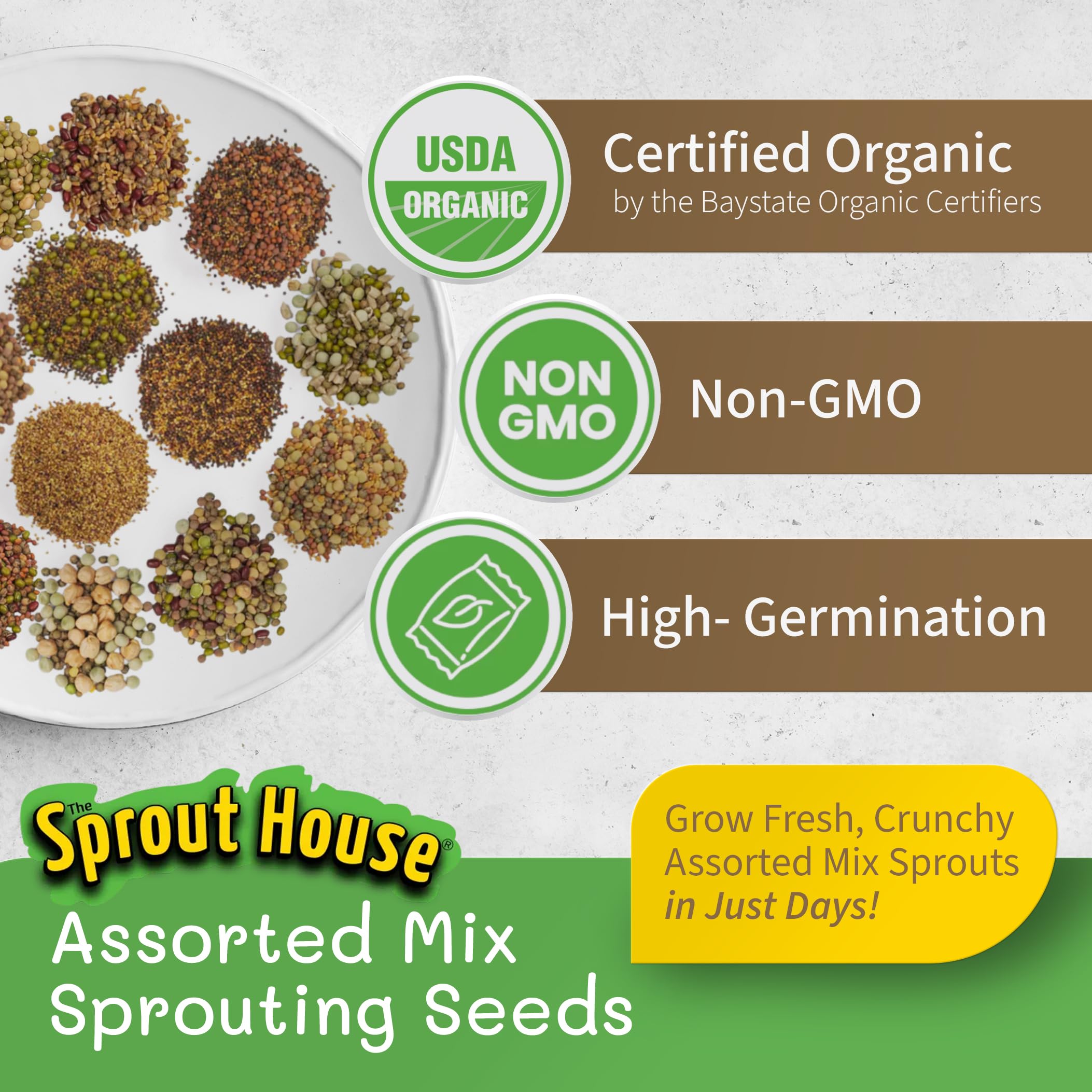 The Sprout House organic sprouting seeds variety pack for home-grown greens.
