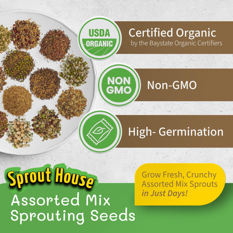 The Sprout House organic sprouting seeds variety pack for home-grown greens.