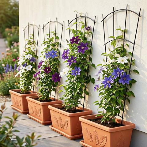 Thealyn fan-shaped trellis design adds elegance while guiding stems upward
