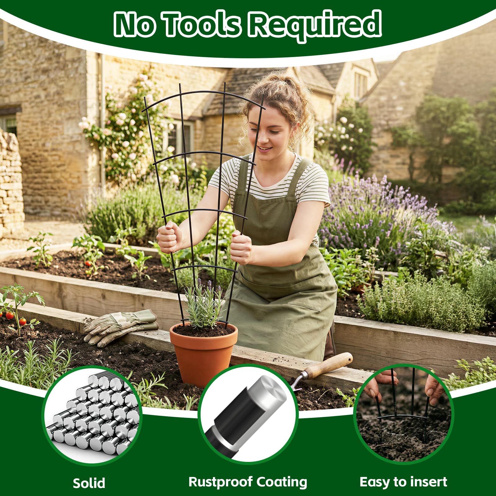 Thealyn four-pack trellis set boosts climbing plant growth in pots or beds.