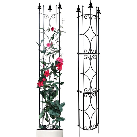 Thealyn Garden Trellis with 72in arch provides sturdy support for tall climbing plants.
