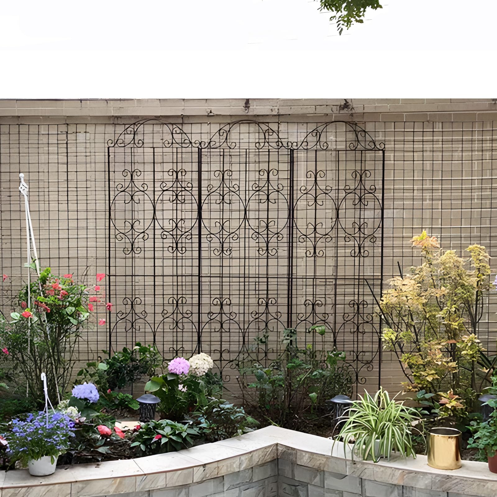 Thealyn Garden Trellis elegant black finish enhances garden aesthetics
