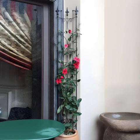 Thealyn Garden Trellis steel construction offers reliable support for climbers.