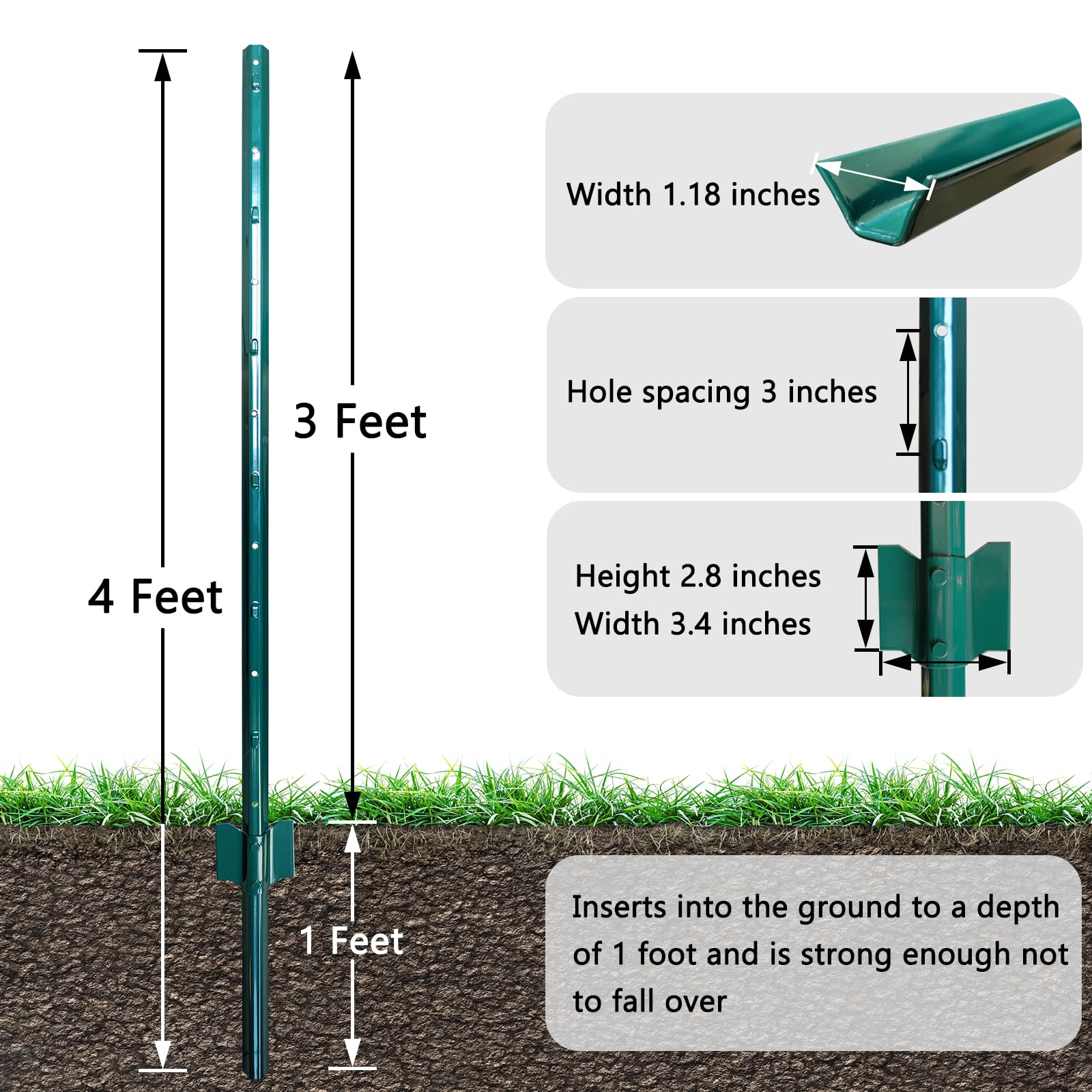 Thealyn step-in stakes set shows easy no-dig installation for any yard.