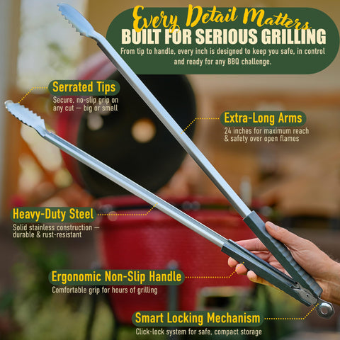 TheDOM BBQ tongs sturdy stainless steel for high heat grilling.
