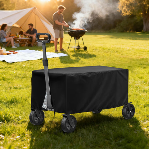 TheElves wagon cover in use during outdoor activity with protected contents