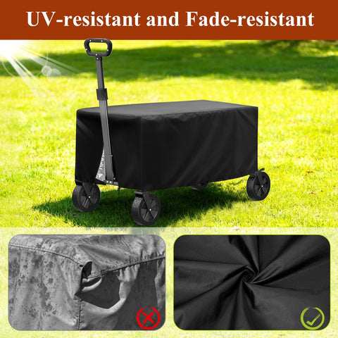 Front buckle and fit system on TheElves wagon cover against windy conditions